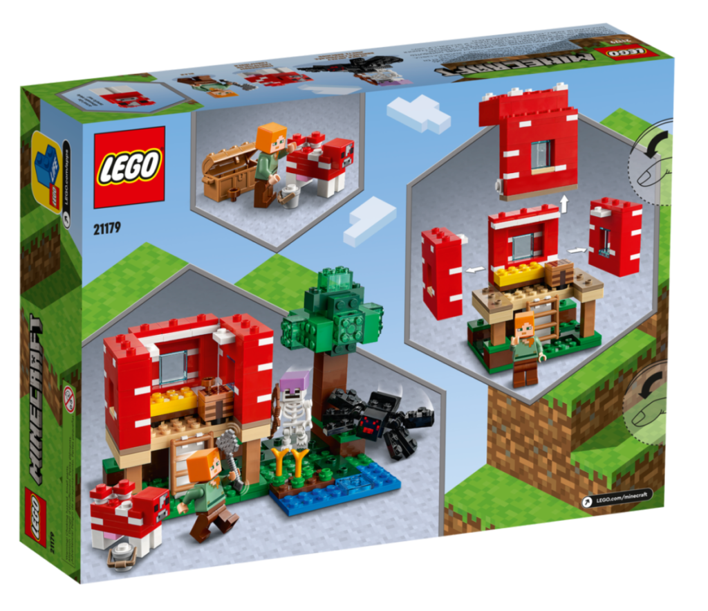 Parte trasera de la caja LEGO Minecraft 21179 The Mushroom House 1024x883