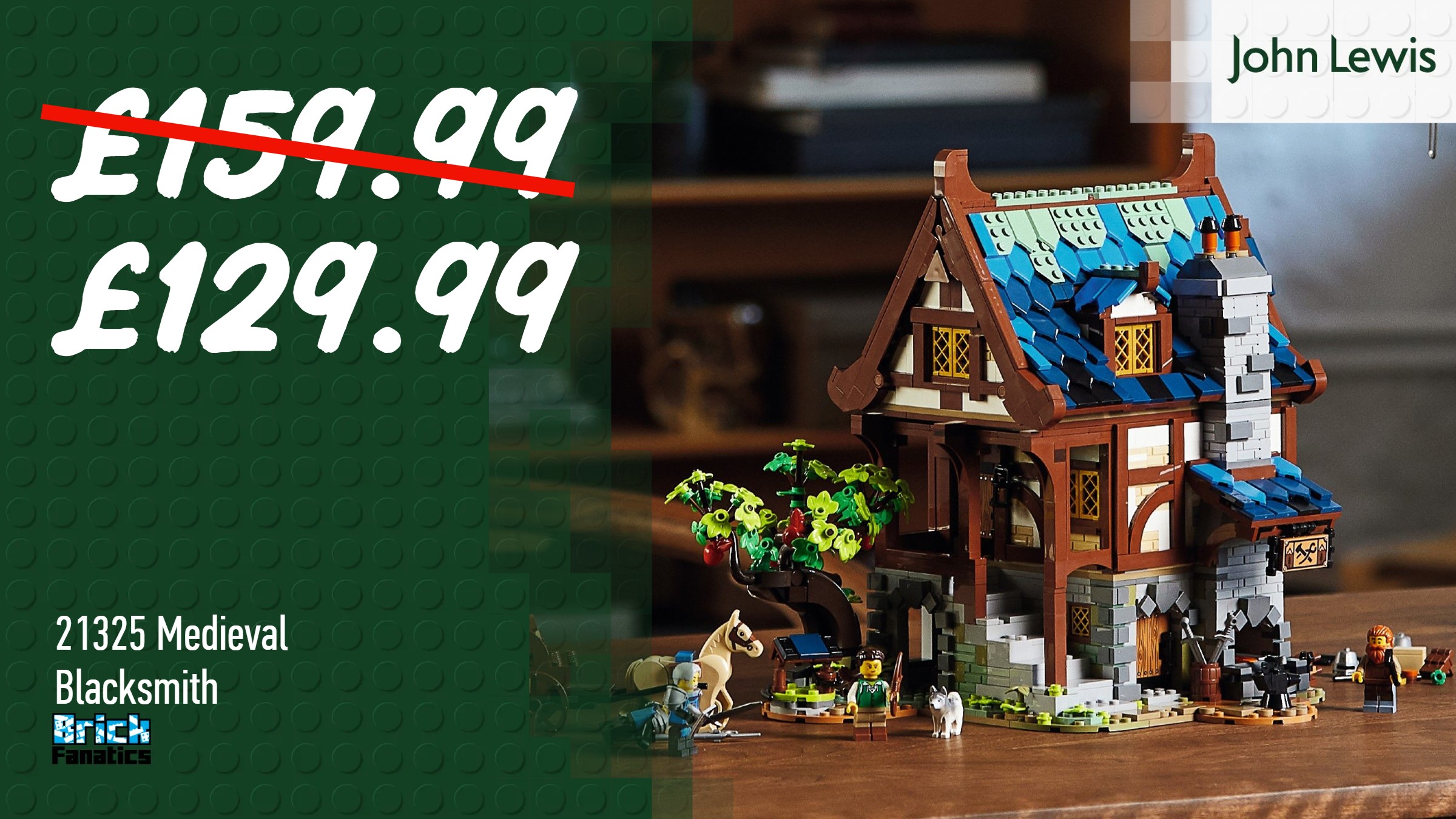 Final few hours to save big on LEGO Ideas 21325 Medieval Blacksmith at John Lewis