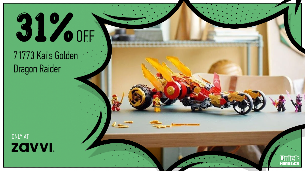 Ninja run over to Zavvi for 31% off LEGO NINJAGO 71773 Kai’s Golden Dragon Raider 