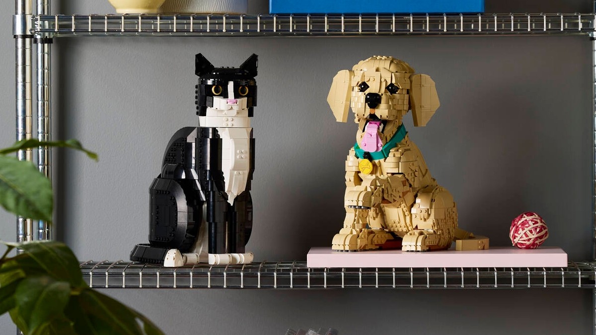 LEGO Icons' £130 puppy compared to the £90 Ideas cat