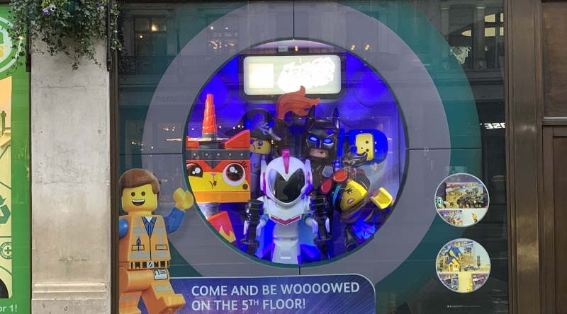 The LEGO Movie 2: The Second Part window display at Hamleys