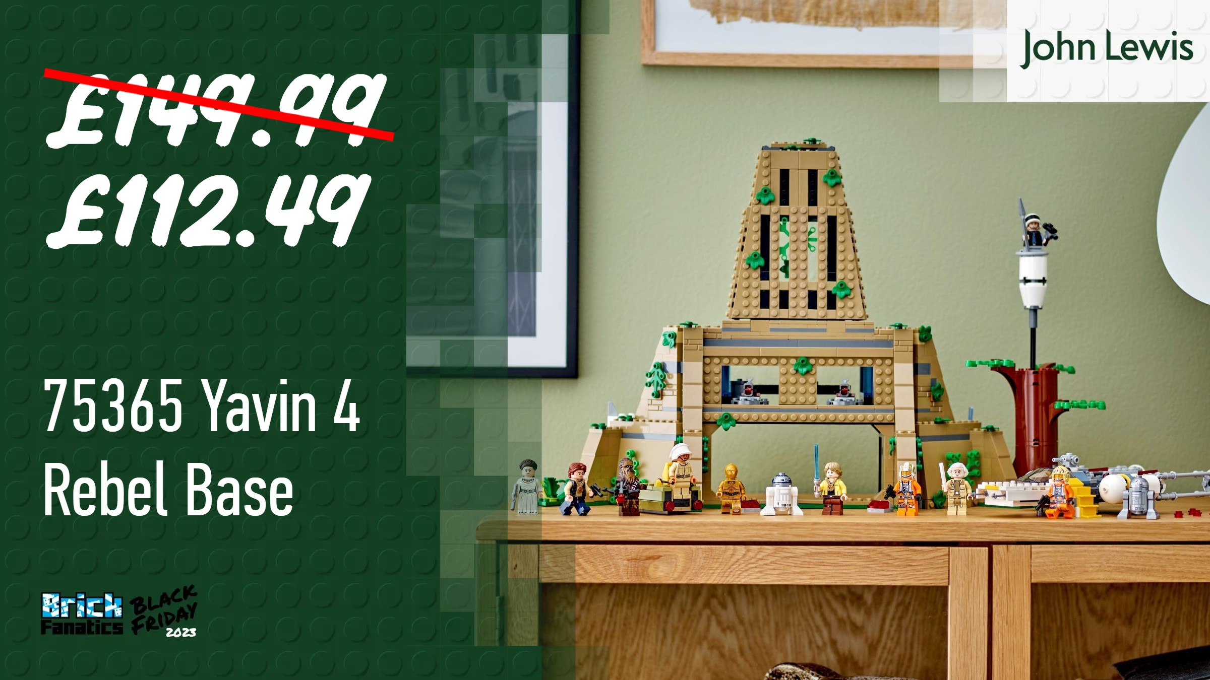 Lowest price ever on LEGO Star Wars 75365 Yavin 4 Rebel Base at John Lewis