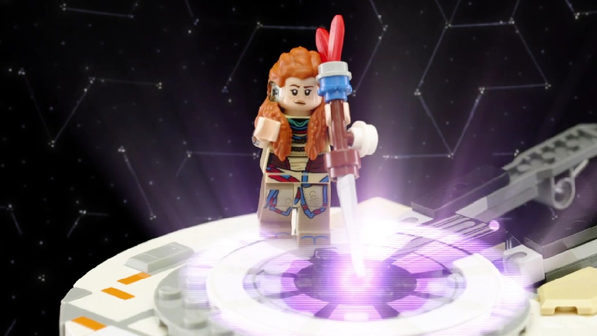 Se nærmere på minifiguren LEGO Aloy fra Horizon Forbidden West