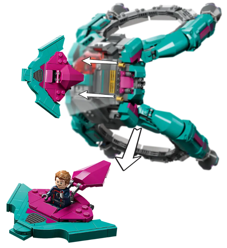 LEGO Marvel 76255 the new guardians ship detaching ships