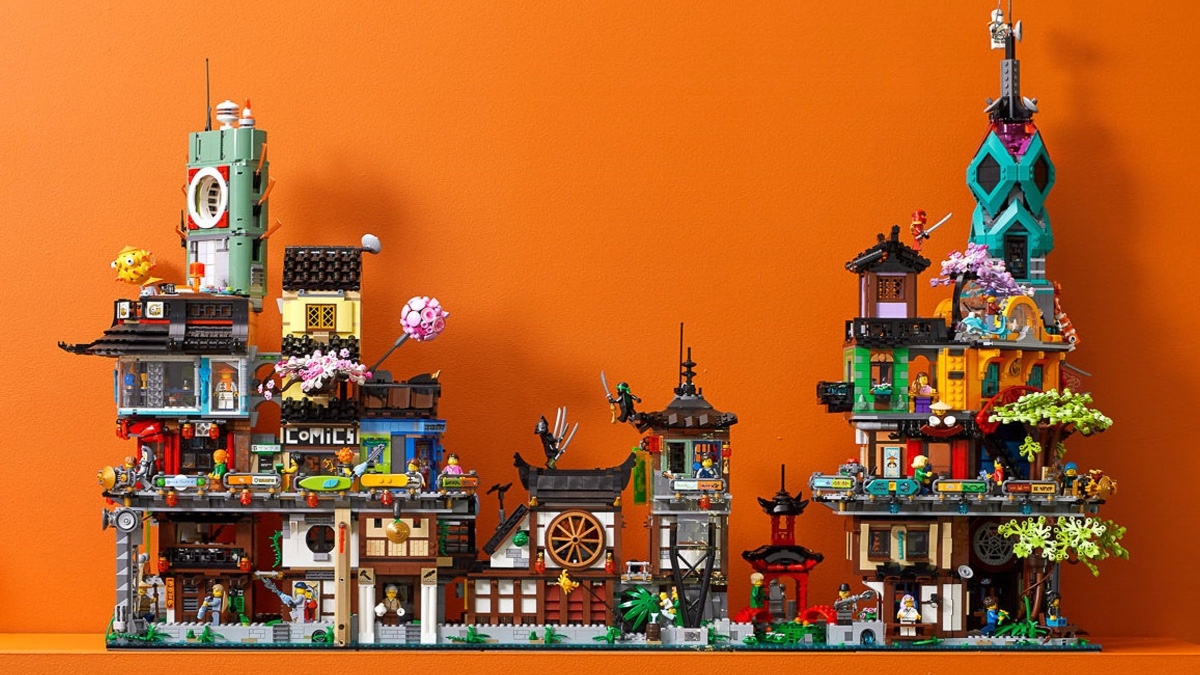 Check out all four LEGO NINJAGO City sets together – including 71799 NINJAGO City Markets