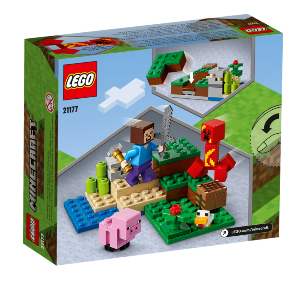 Parte trasera de la caja de LEGO Minecraft 21177 La emboscada del Creeper 1024x976