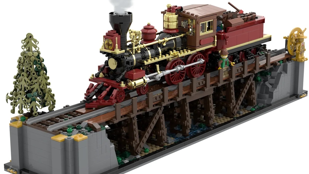 Reisen Sie mit einer detailreichen LEGO-Lokomotive zurück ins 1800. Jahrhundert