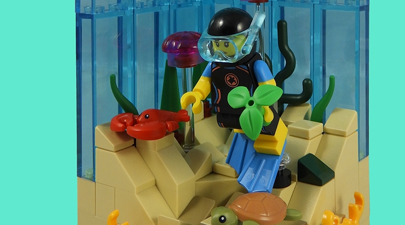 Elleveåring bygger LEGO-sæt under vandet