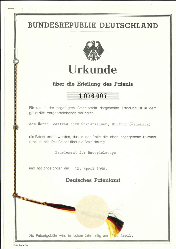 LEGO Brick Patent Germany