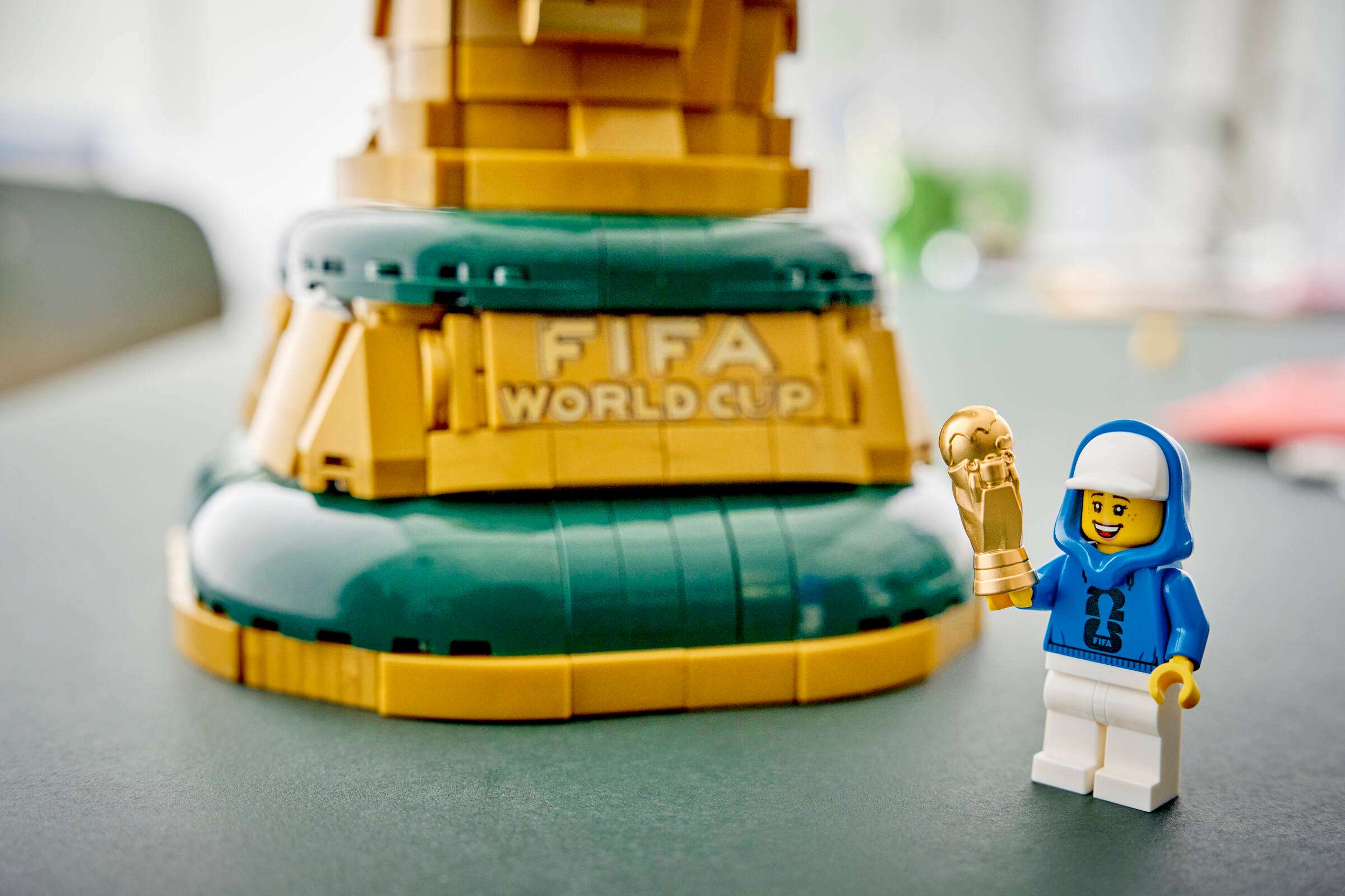 How many World Cup matches does it take to build the LEGO World Cup trophy?
