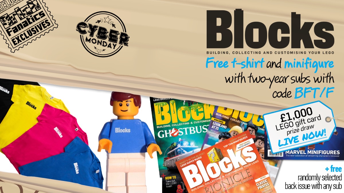 Free Blocks magazine t-shirt and minifigure with exclusive Cyber Monday deal
