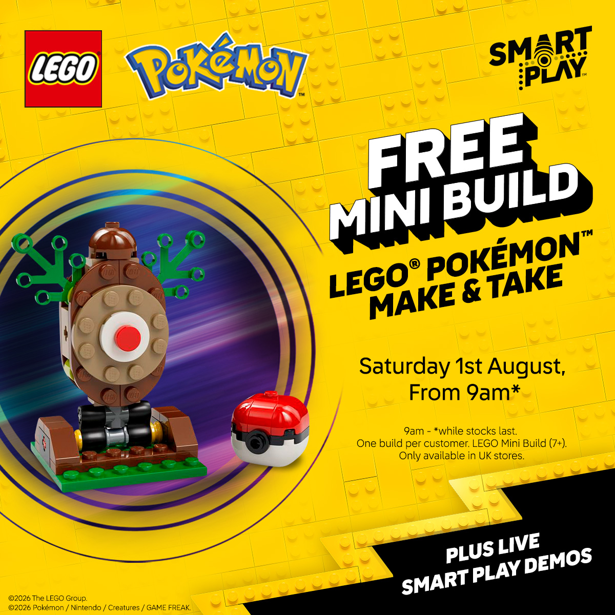 Gratis Lego Pokémon Bastel- und Mitnahme-Aktion bei Smyths Toys, August 2026