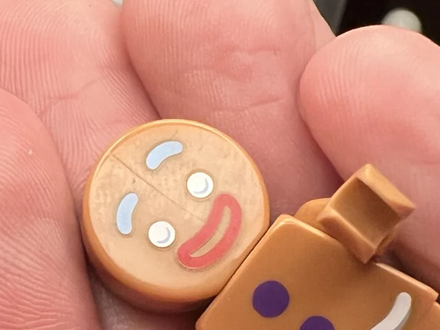 Additional close-up of the LEGO Gingy head mark