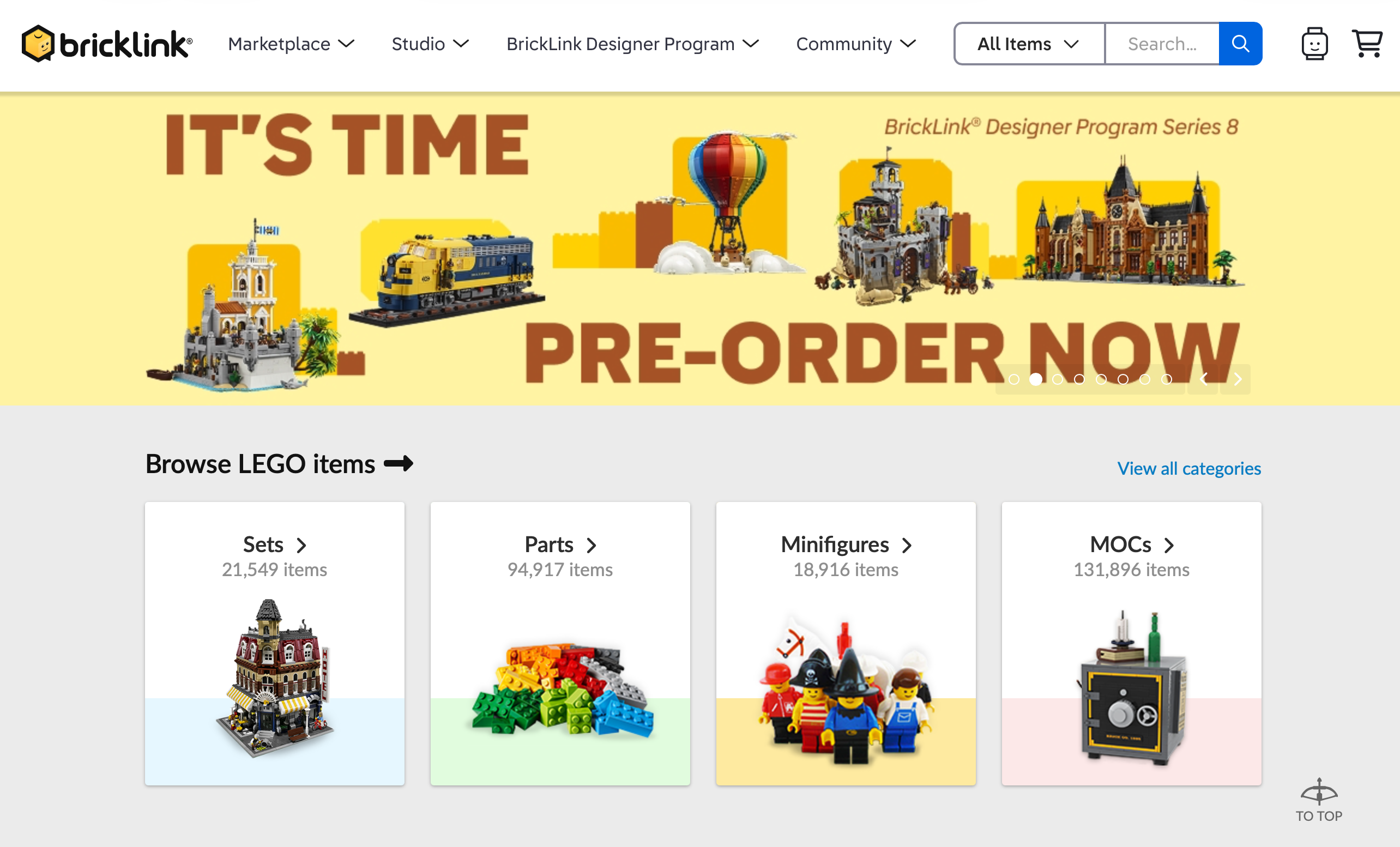 LEGO BrickLink homepage