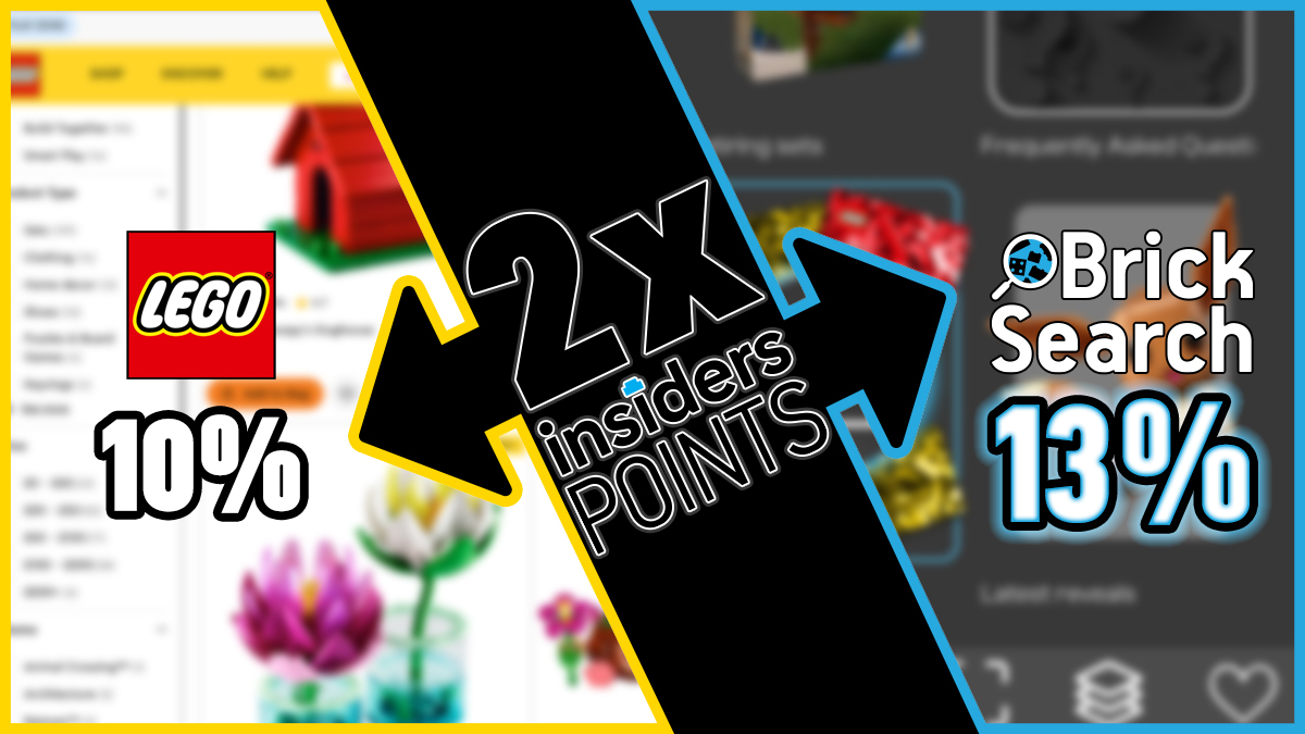 Stack double LEGO Insiders points with Brick Credits for 13% back