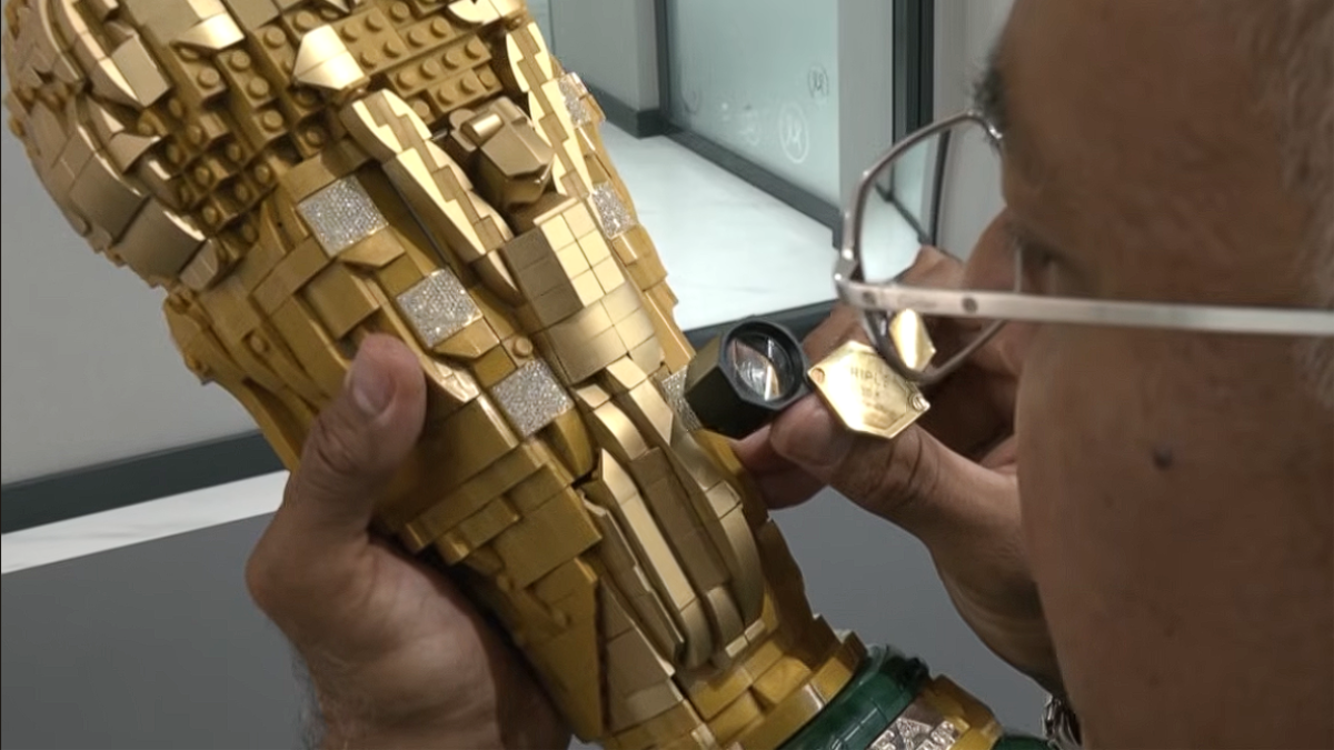 This £61,000 LEGO World Cup trophy is covered in more than 900 diamonds