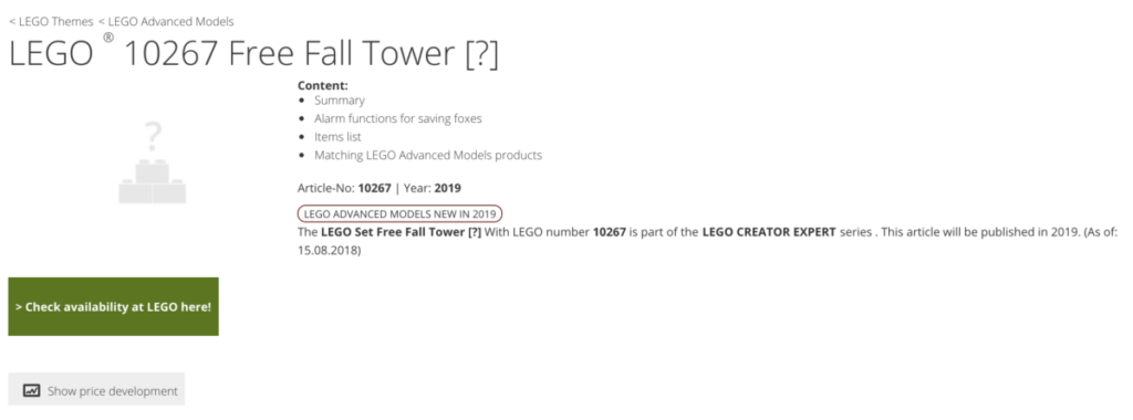 lego free fall tower 10267