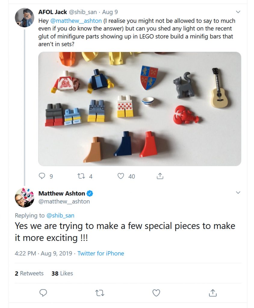 LEGO minifigure exclusives tweet