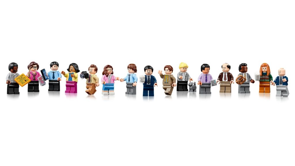 LEGO Ideas 21336 The Office minifigures featured