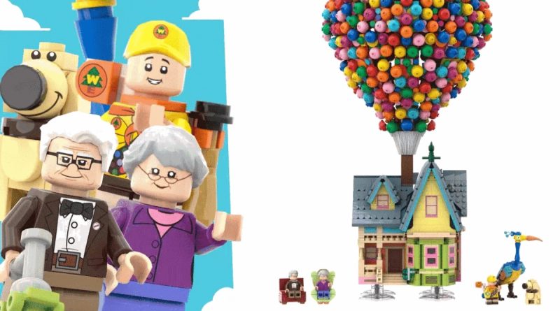 Lego Ideas Pixars Up House တွင် Balloons များဖြင့် ပြသထားသည်။