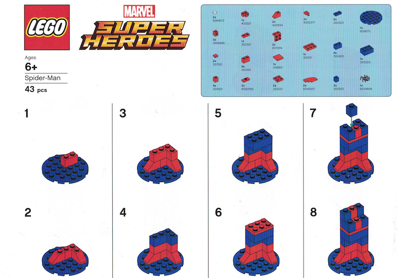 Toys R Us LEGO Spider Man Make and Take instructions