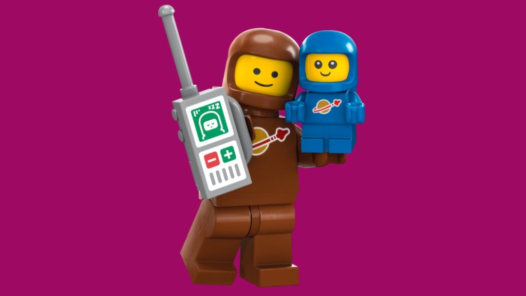 LEGO Collectible Minifigures 71037 Series 24 Brown Astronaut and Spacebaby background