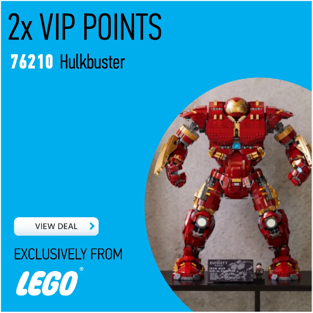 76210 Hulkbuster LEGO deal card 2x VIP points
