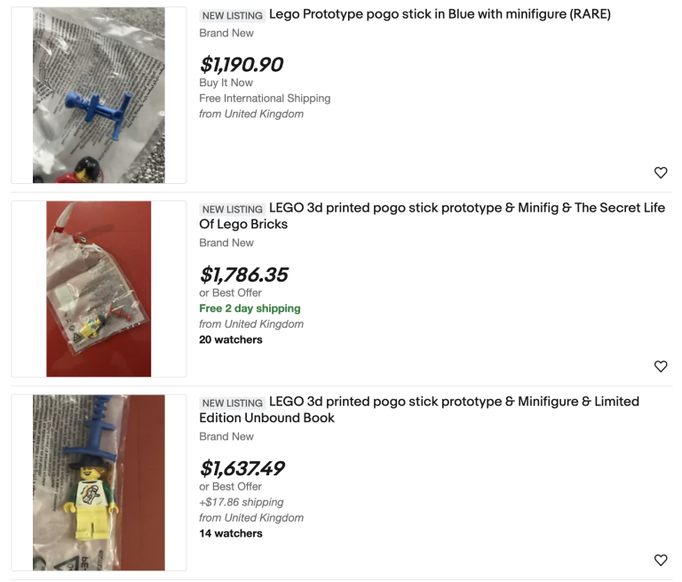 LEGO pogo stick selling for eyewatering prices on eBay
