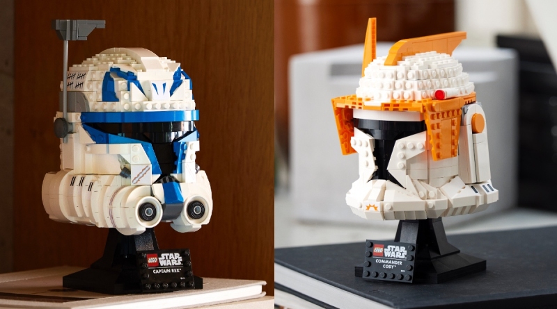 LEGO Star Wars 75349 Captain Rex Helmet 75350 Clone Commander Cody Helmet side by side featured
