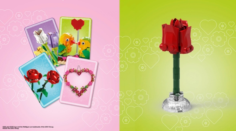 LEGO Store Valentines Day cards and rose featured