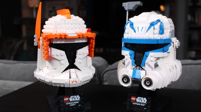 LEGO Star Wars 75349 Captain Rex Helmet 75350 Clone Commander Cody Helmet review comparison title