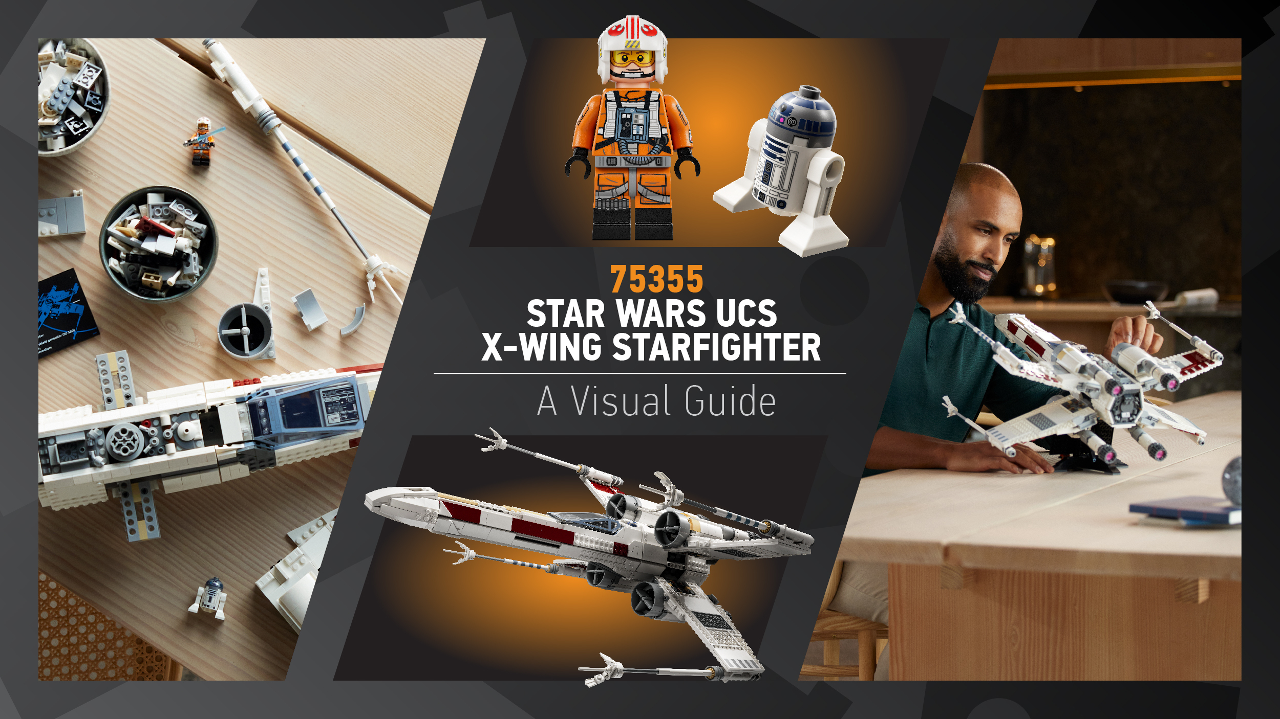Angled Display Stand for LEGO 75355 UCS X-Wing Starfighter