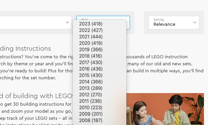LEGO Building Instructions page