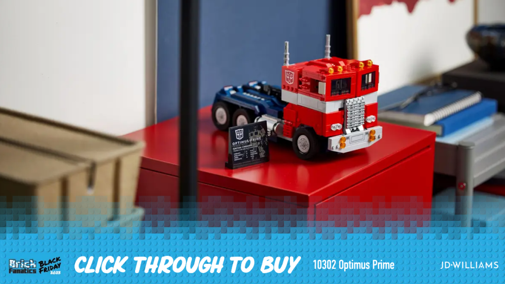 LEGO Icons 10302 Optimus Prime JD Williams 22% de descuento Viernes Negro Imagen CTA 1024x576