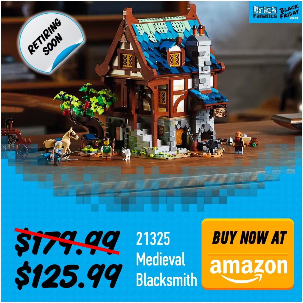 LEGO Ideas 21325 Medieval Blacksmith Amazon deal card