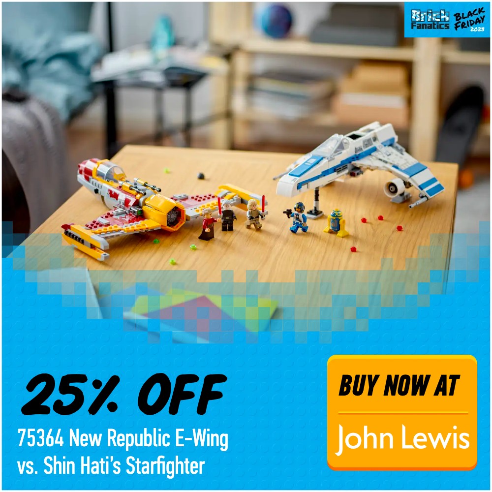 LEGO Star Wars 75364 New Republic E Wing vs. Shin Hatis Starfighter John Lewis deal card