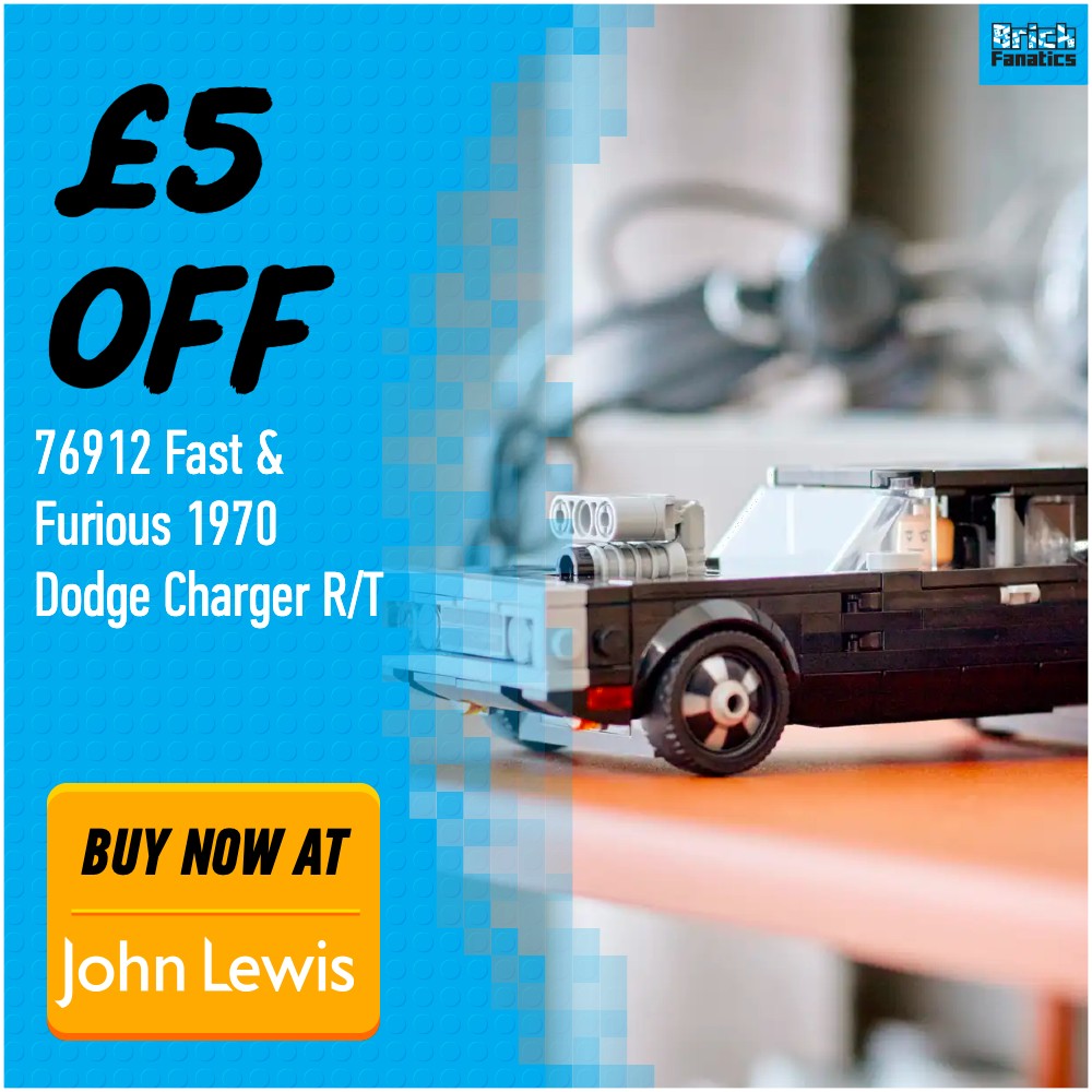 LEGO Speed Champions 76219 Fast Furious 1970 Dodge Charger RT John Lewis deal card