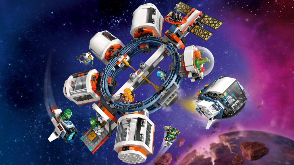 Arte principal da estação espacial modular LEGO City 60433, em 1024x576.