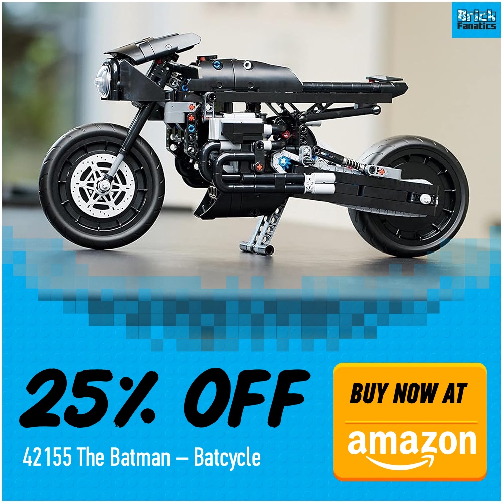 LEGO Technic 42155 The Batman Batcycle Amazon deal card
