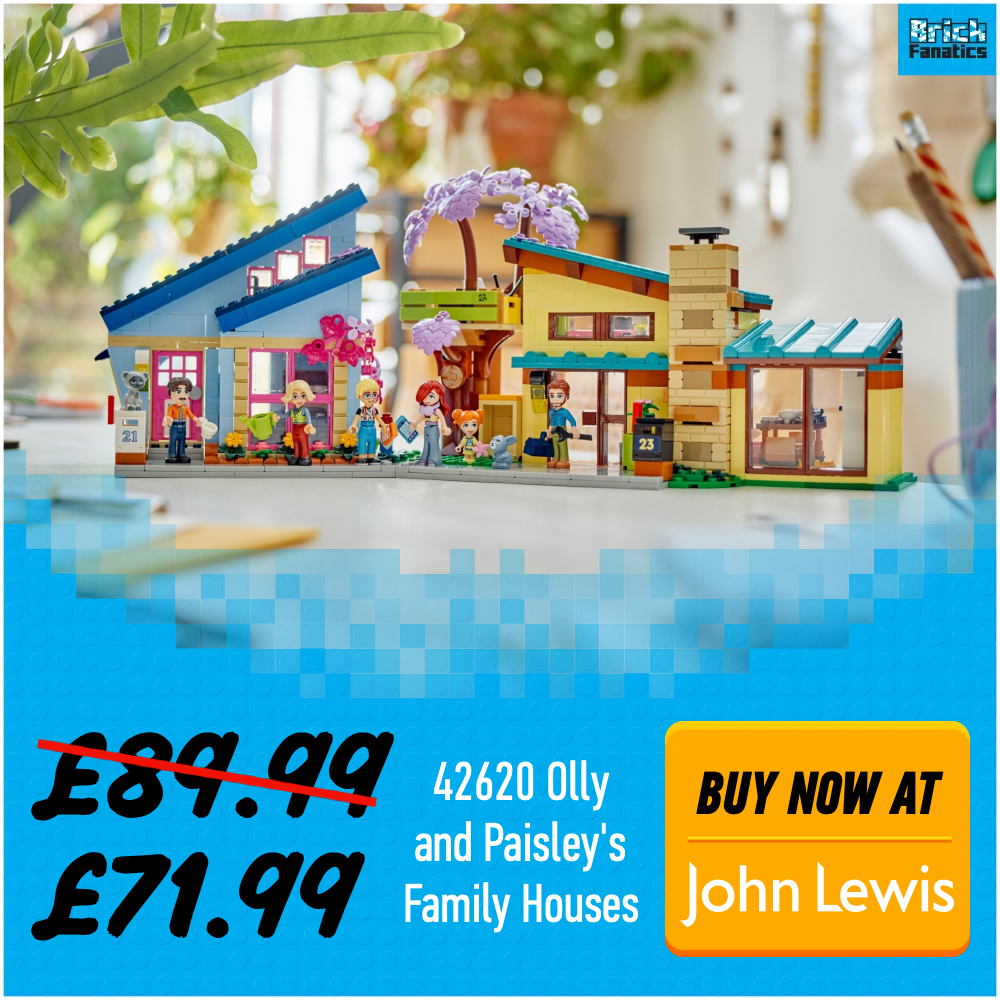 LEGO Friends 42620 Olly and Paisleys Family Houses deal card John Lewis