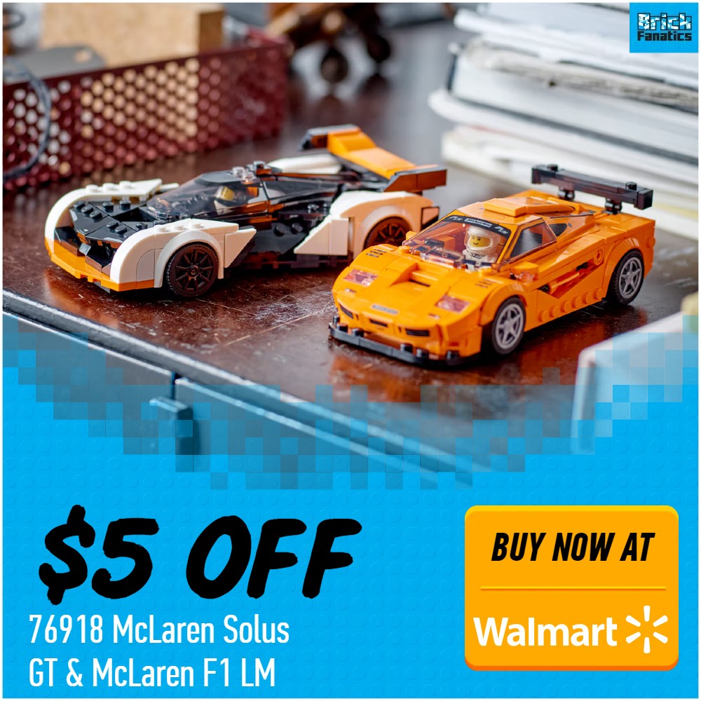LEGO speed champions 5 off 76918 mclaren solus gt Mclaren f1 lm walmart deal card