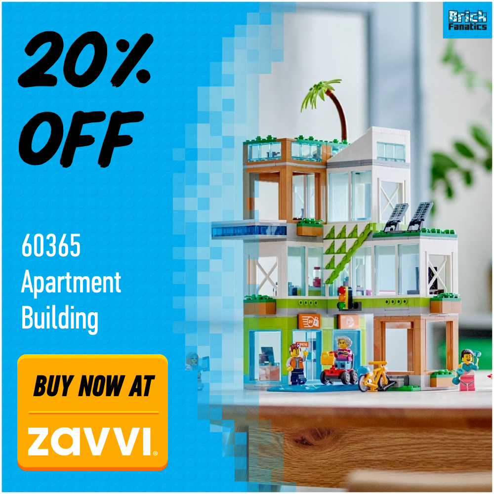 LEGO City 60365 Apartment Building Zavvi 20 off deal card