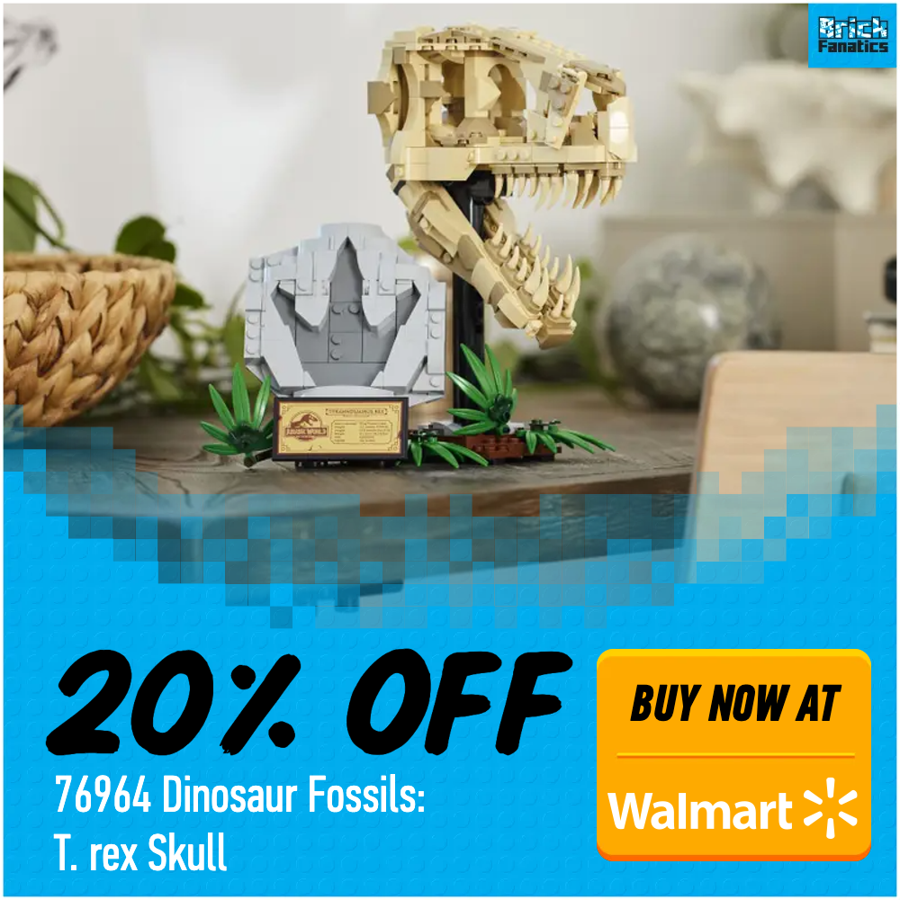LEGO Jurassic World 76964 Dinosaur Fossils T. rex Skull Walmart 20 off deal card