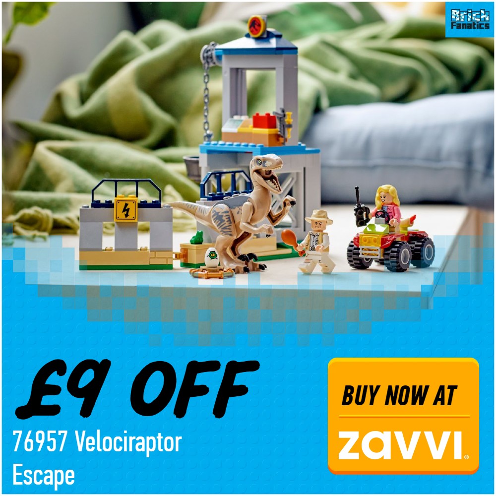 lego jurassic world 76957 velociraptor escape 9 off zavvi deal card