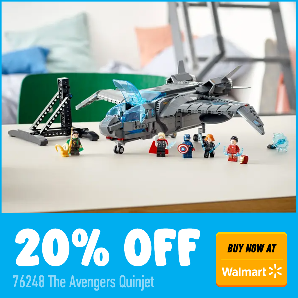 LEGO Marvel 76248 The Avengers Quinjet Walmart 20 off deal card