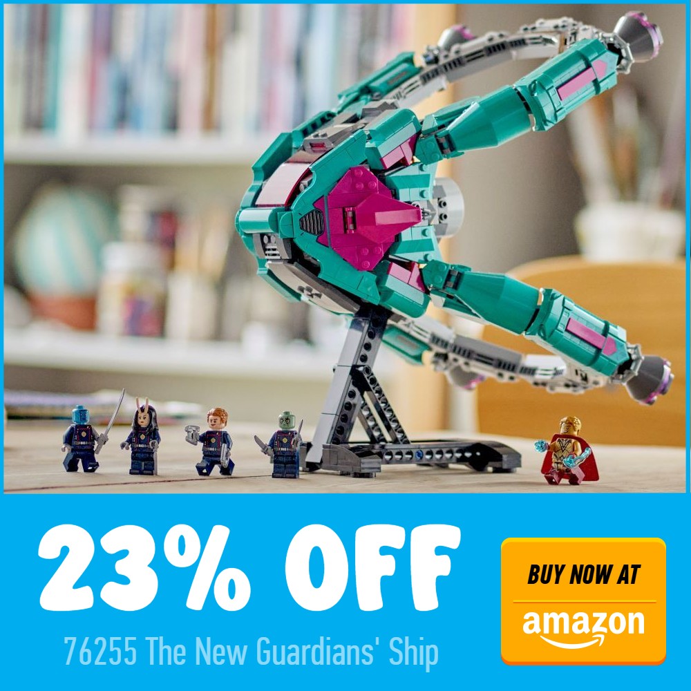lego marvel 76255 the new guardians ship 23 off amazon deal card