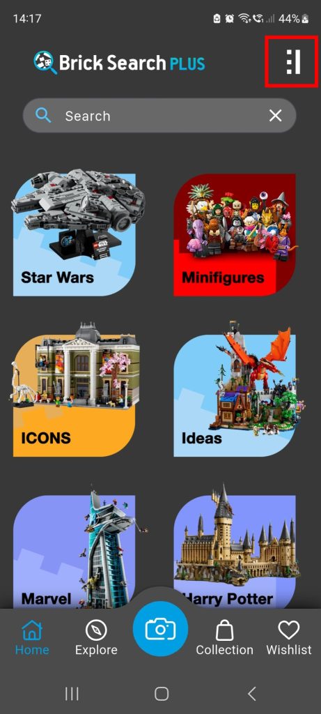 Brick Search Plus menu 461x1024