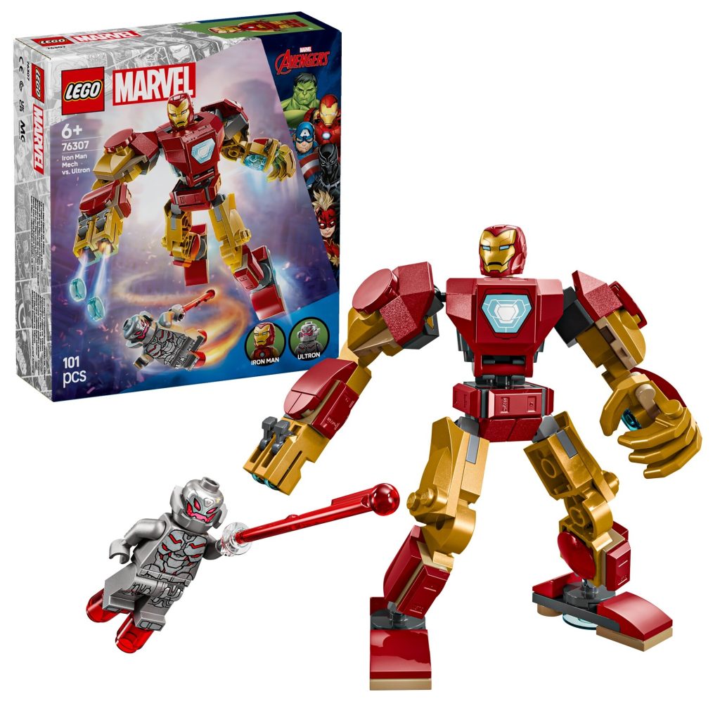 LEGO 76307 Marvel Mech Iron Mana kontra Ultron pudelko i zestaw 1024x1024