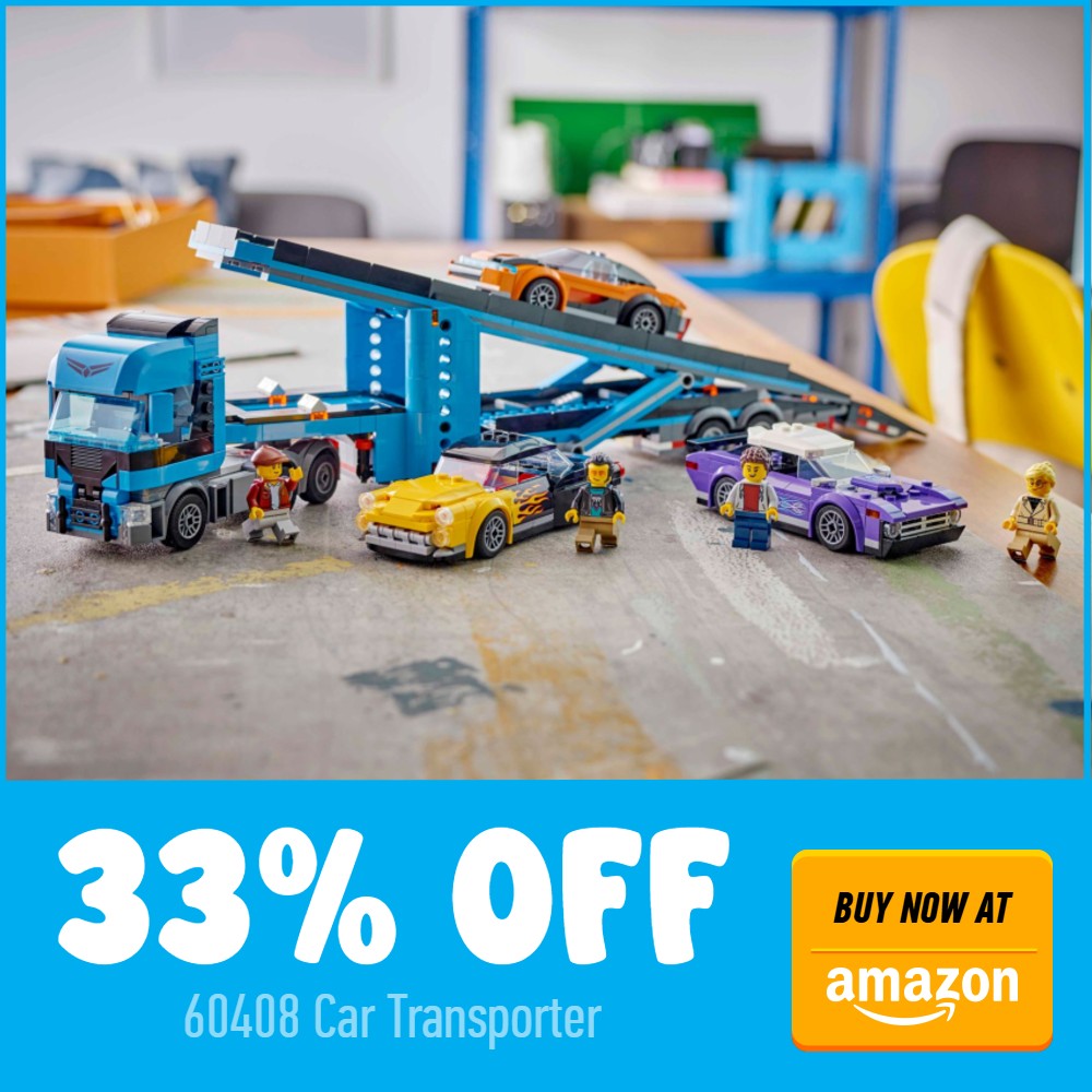lego city 60408 car transporter 33 off amazon deal card blue