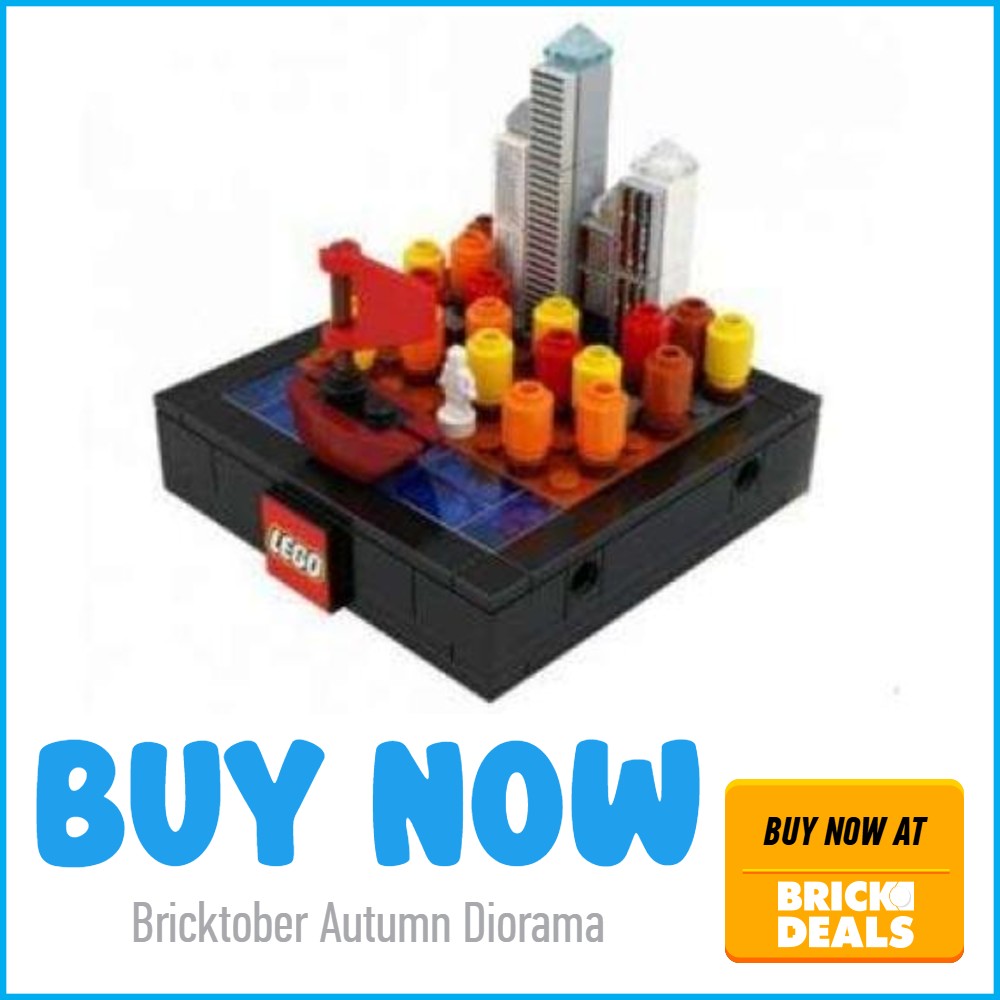 Bricktober Herbstdiorama Lego-Bausteine ​​Angebote weiße Angebotskarte